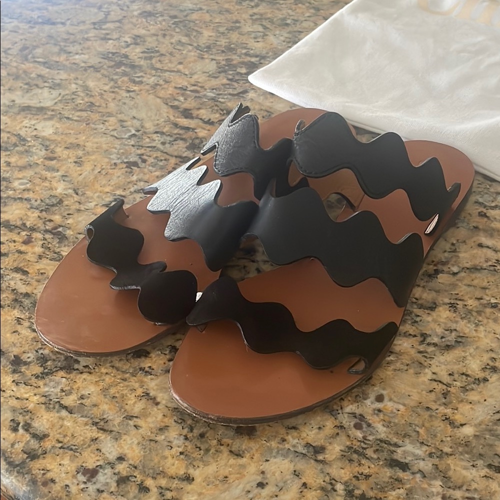 Chloé Lauren Black and Brown Wavy Strap